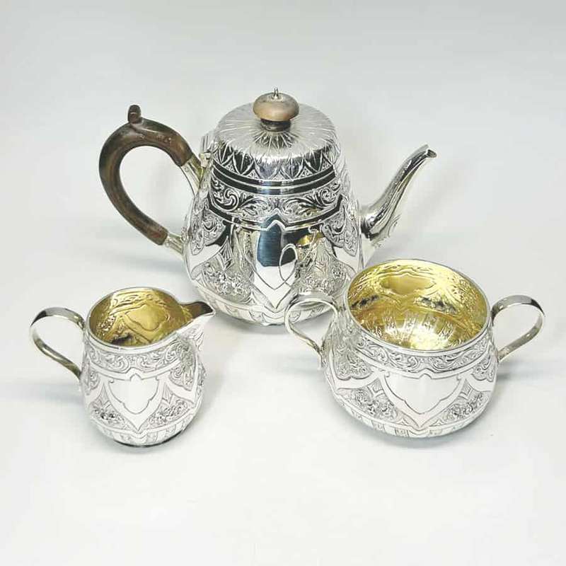 Hallmarked Silver Bachelor Tea Set  London 1884