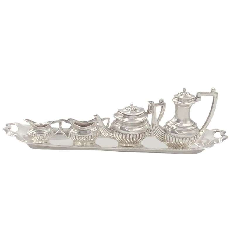 Hallmarked Silver Miniature Tea Service on Tray London 1971