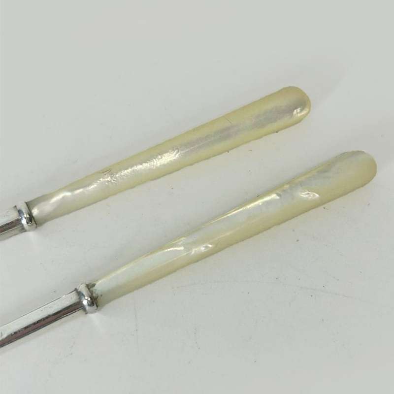 Hallmarked Silver and Mother Of Pearl Pickle Forks Birmingham 1903