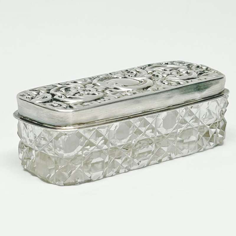 Hallmarked Silver And Glass Trinket Box Chester 1903