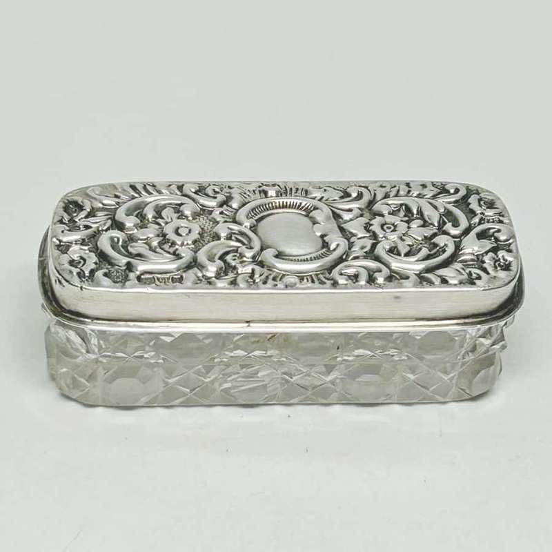 Hallmarked Silver And Glass Trinket Box Chester 1903