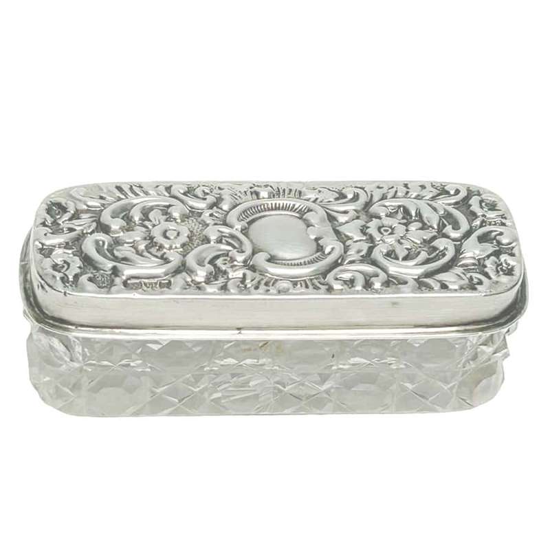 Hallmarked Silver And Glass Trinket Box Chester 1903