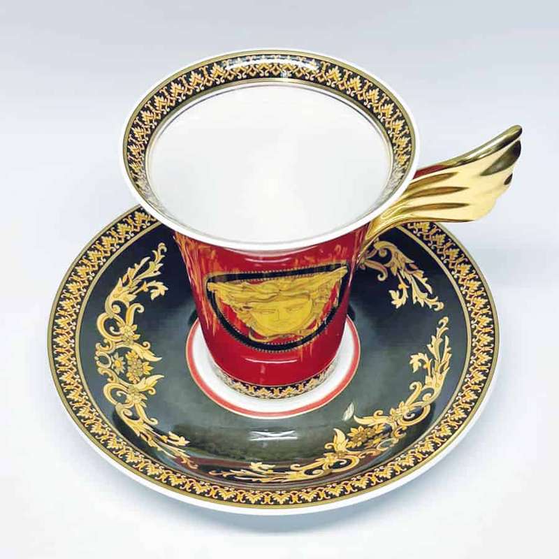 Rosenthal Versace Red Medusa Tea Cup and Saucer