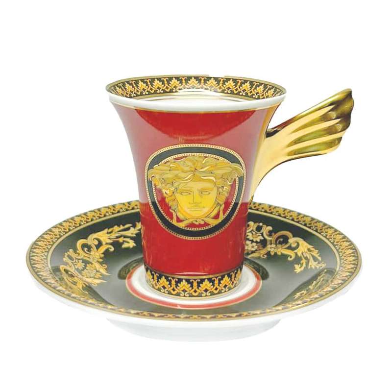 Rosenthal Versace Red Medusa Tea Cup and Saucer