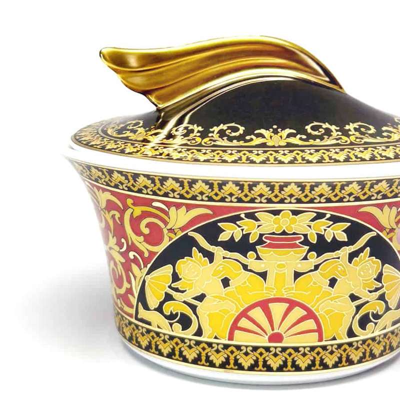 Rosenthal Versace Red Medusa Sugar Bowl