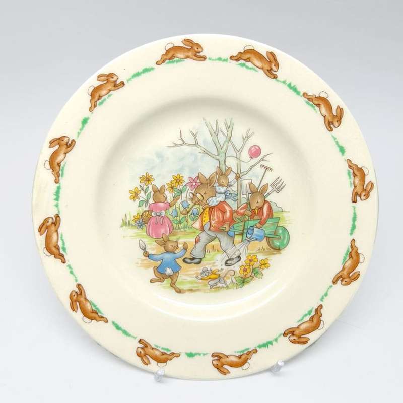 Royal Doulton Bunnykins Watering Wheelbarrow Plate