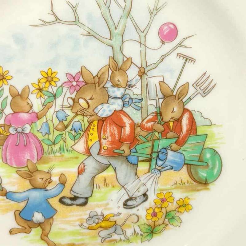 Royal Doulton Bunnykins Watering Wheelbarrow Plate