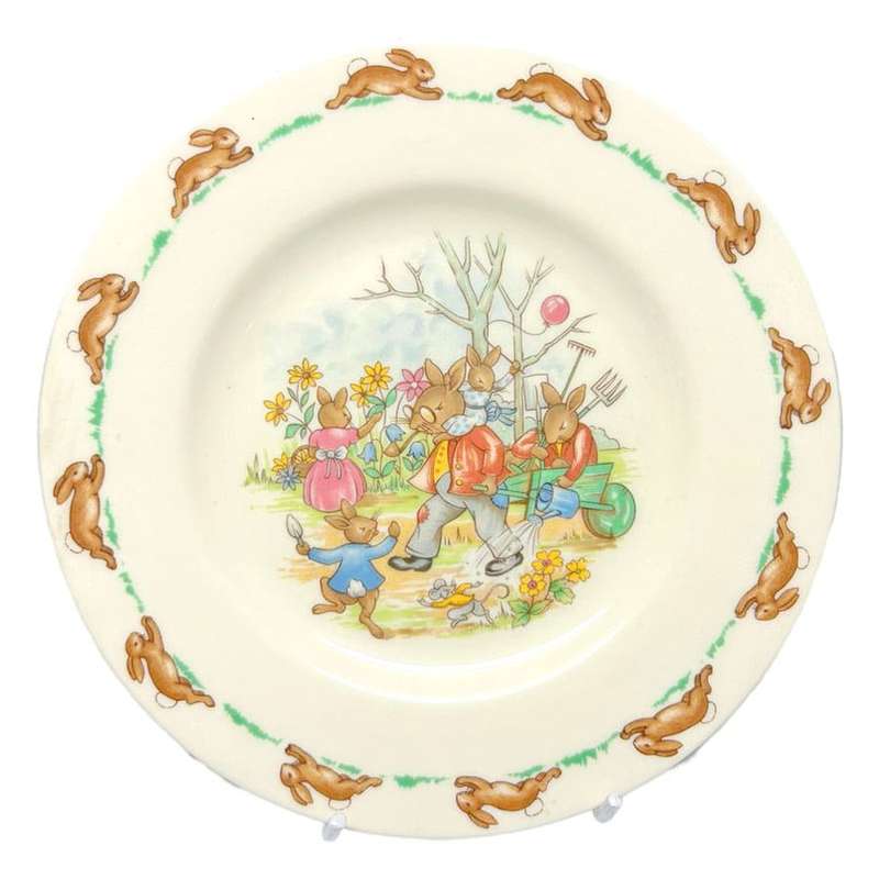 Royal Doulton Bunnykins Watering Wheelbarrow Plate
