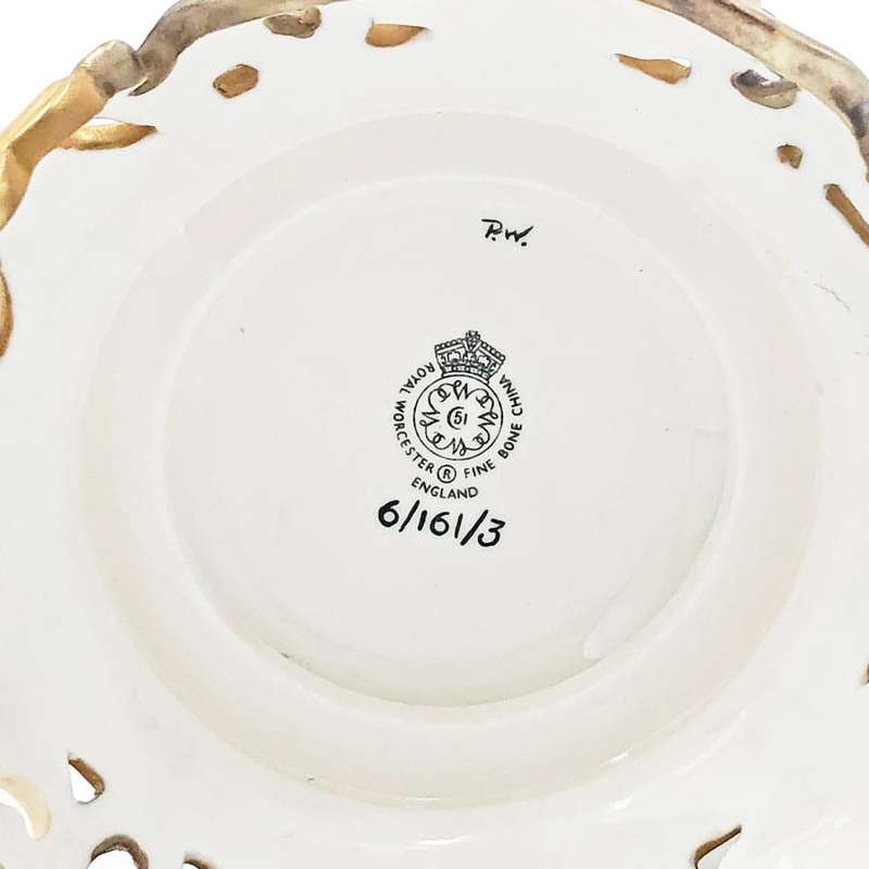 Royal Worcester Hand Painted Fruits Vase Signed C1956