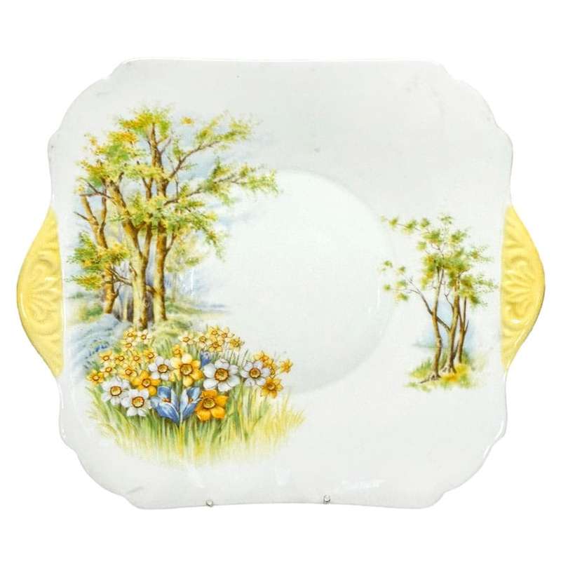 Shelley Daffodil Time Tea Large Cake Plate