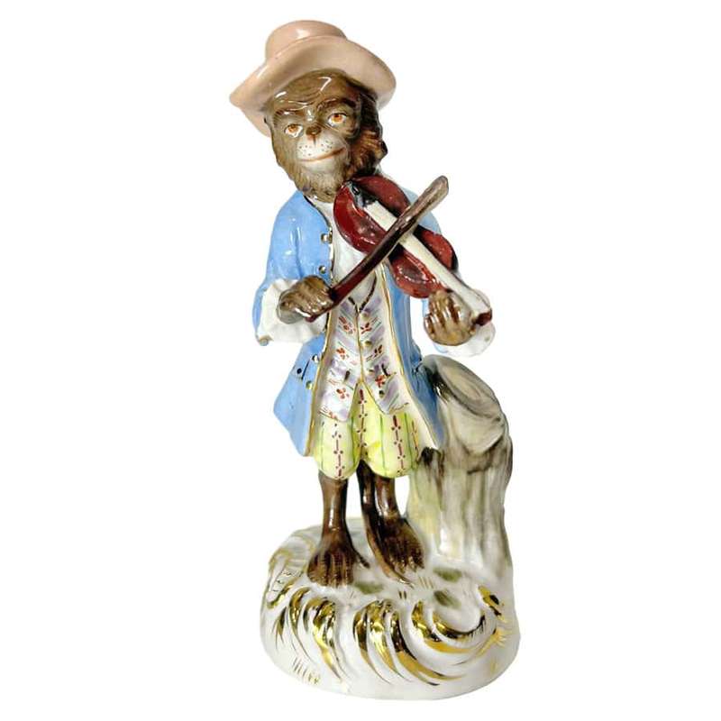 Sitzendorf Porzellanmanufaktur Monkey Band Violin Player