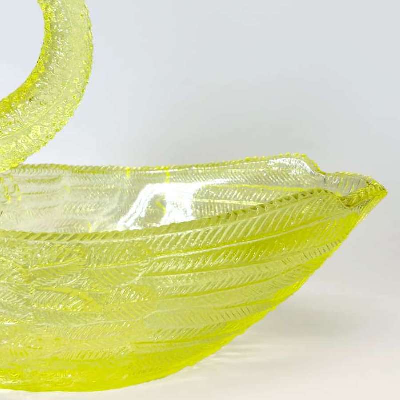 Swan Flower Holder Moulded Yellow Opalescent Glass C1885
