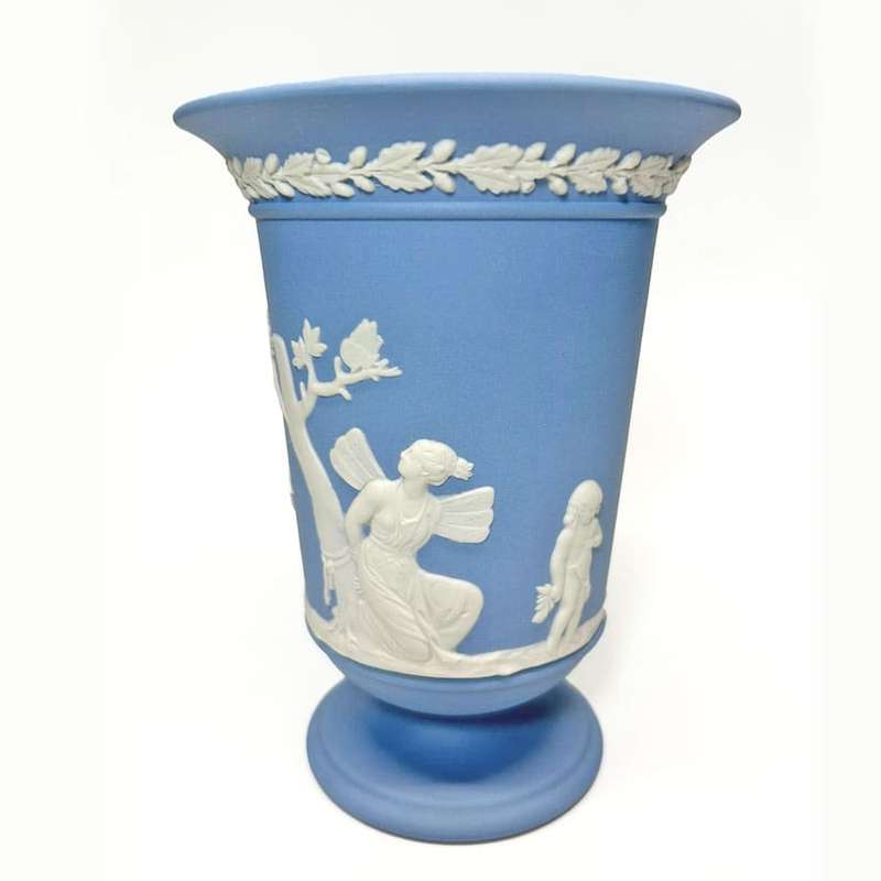Wedgwood Light Blue Jasperware Cupid Vase