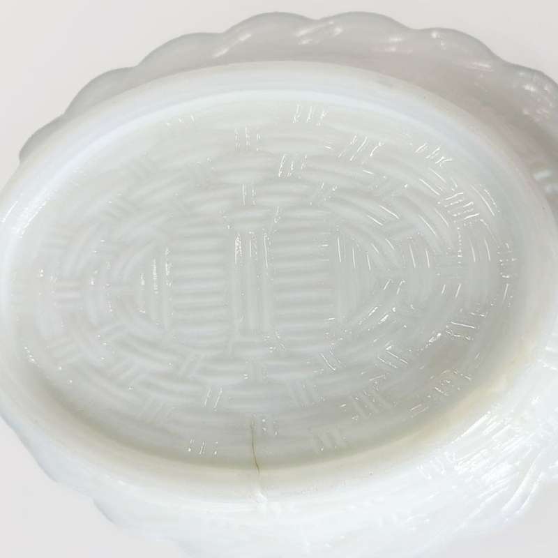White Indiana Glass Milk and Blue Glass Hen On Nest C1940