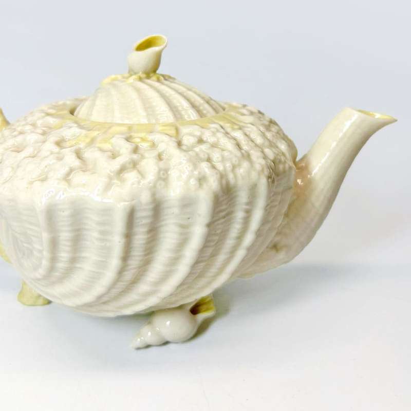 Belleek Neptune Yellow Shell Tea Pot