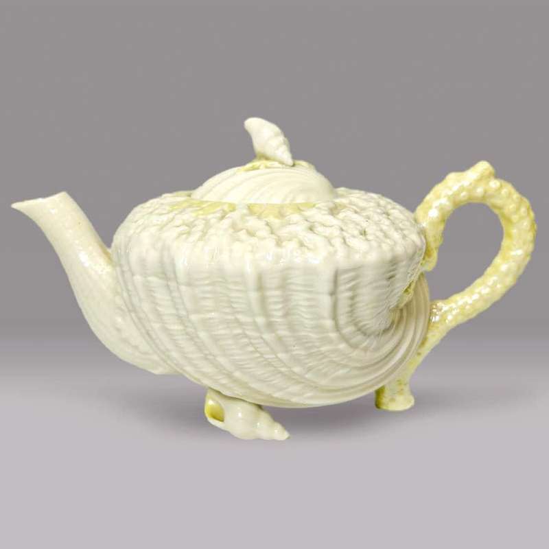 Belleek Neptune Yellow Shell Tea Pot