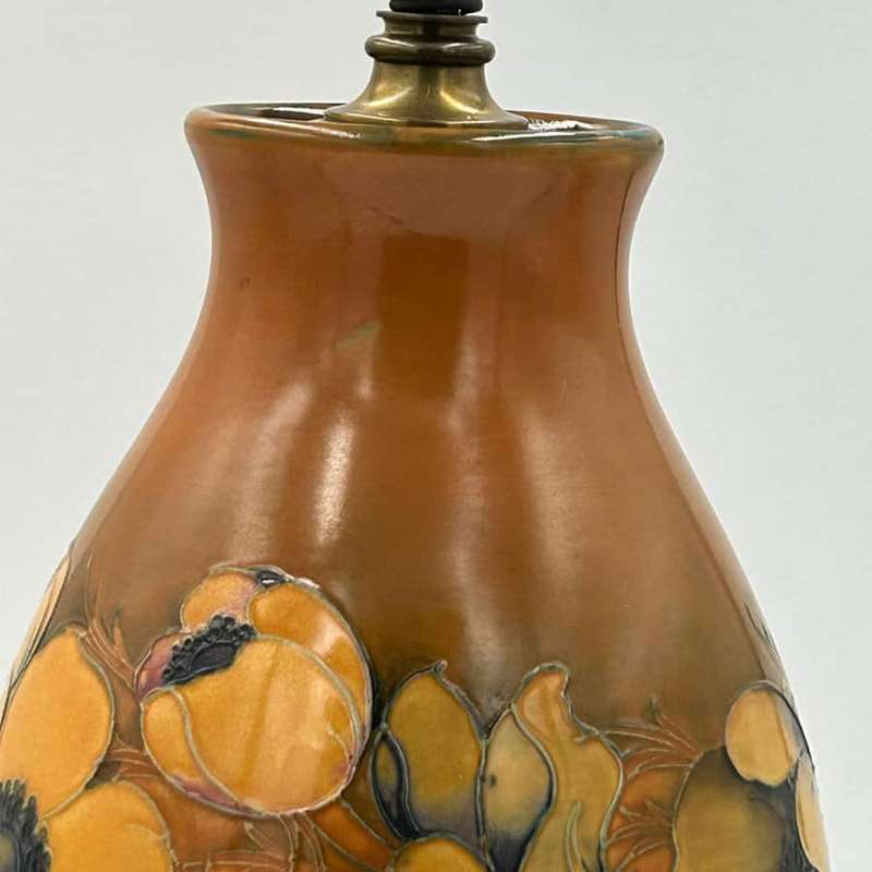 Fantastic Flambé Big Poppy William Moorcroft Lamp C1920