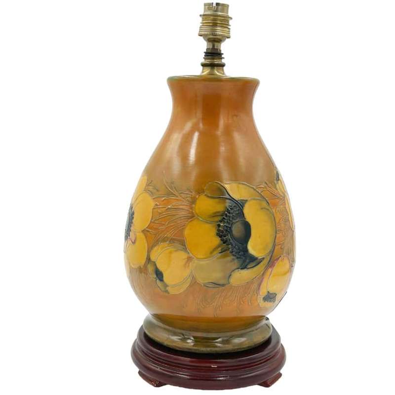 Fantastic Flambé Big Poppy William Moorcroft Lamp C1920