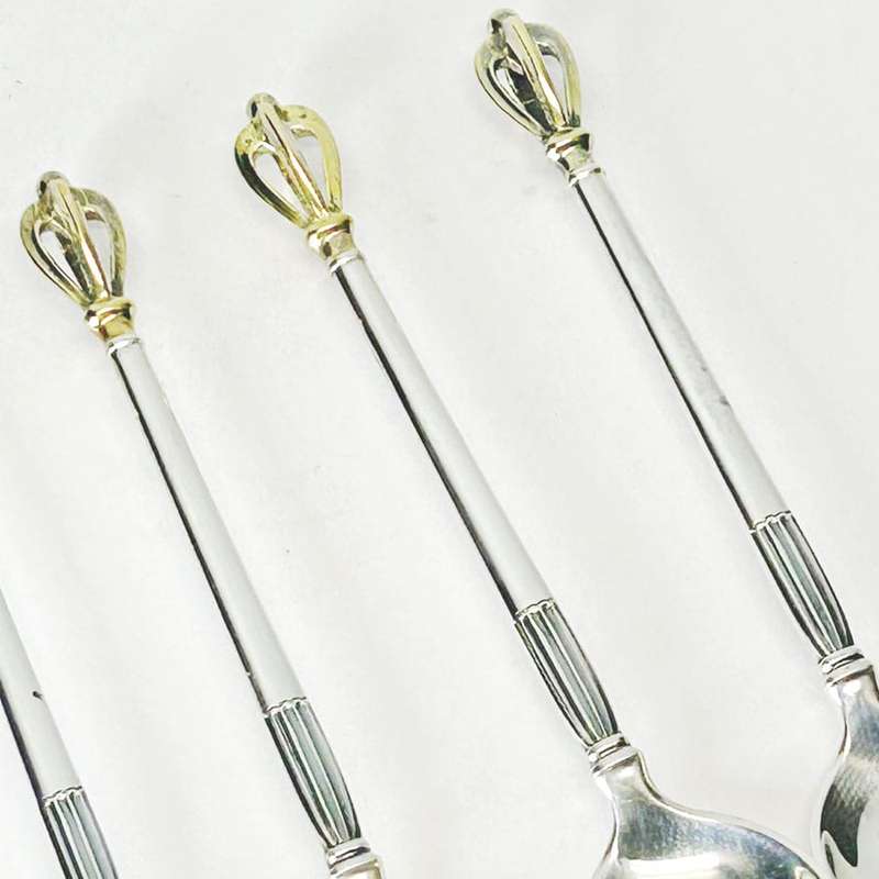 Hallmarked Silver Crown Tea Spoons Sorenson Denmark