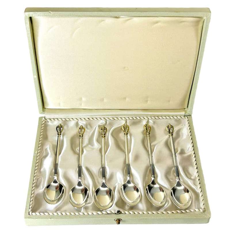 Hallmarked Silver Crown Tea Spoons Sorenson Denmark