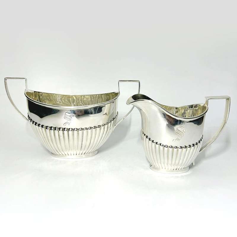 Hallmarked Silver Milk and Sugar Birmingham 1902