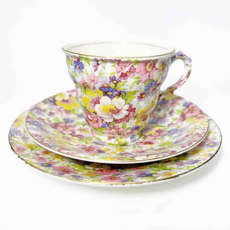 James Kent Du Barry Chintz Tea Trio C1930