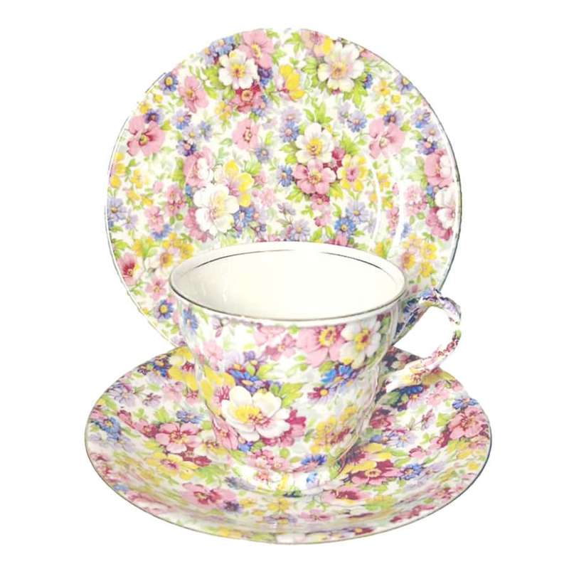 James Kent Du Barry Chintz Tea Trio C1930