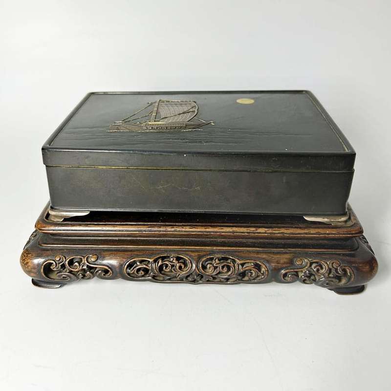 Japanese Bronze and Mixed Metal Meiji Box Kyoto Kurado Zo 19th