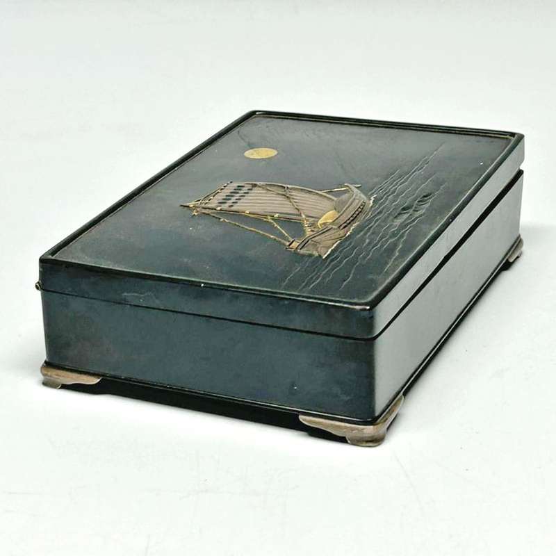 Japanese Bronze and Mixed Metal Meiji Box Kyoto Kurado Zo 19th