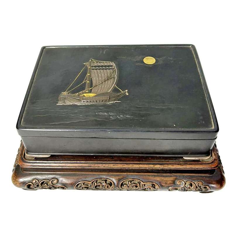 Japanese Bronze and Mixed Metal Meiji Box Kyoto Kurado Zo 19th