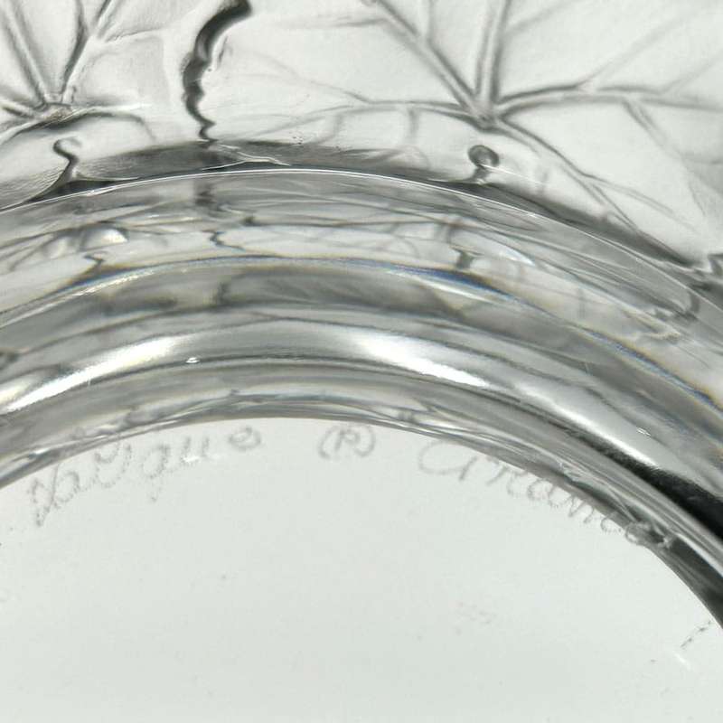 Lalique Opalencent Glass Honfleur Leaf Design Bowl