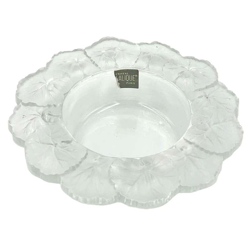 Lalique Opalencent Glass Honfleur Leaf Design Bowl