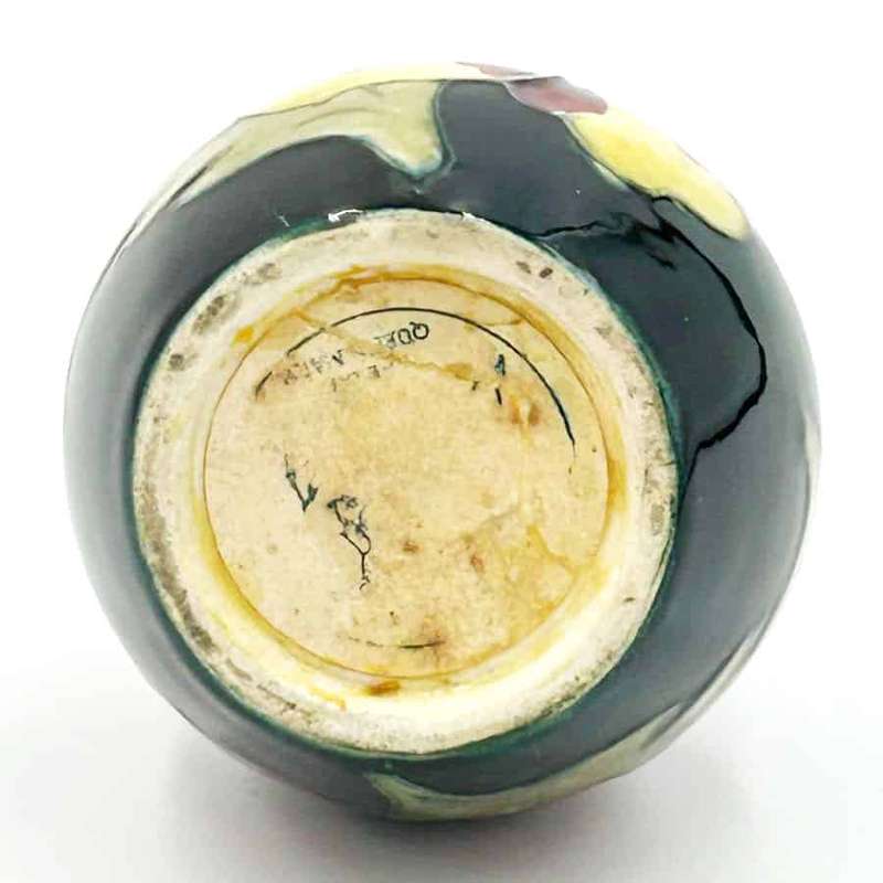 Moorcroft Hibiscus Vase On Green Ground
