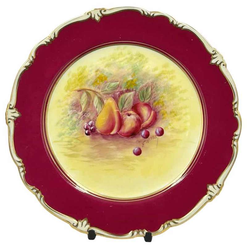 Paragon Gilded Fruit Scene Rack Plate