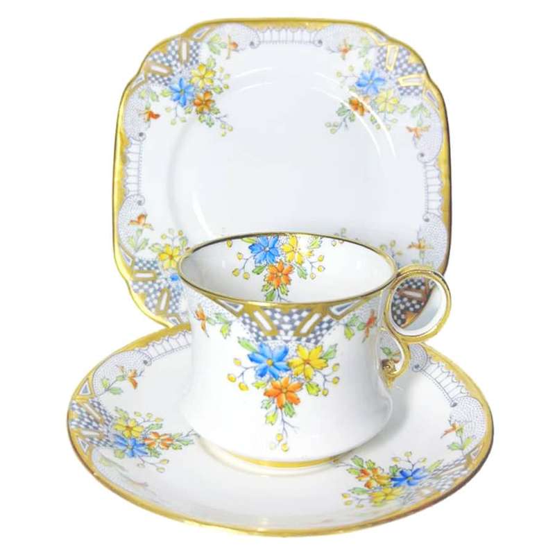 Royal Albert Crown China Floral Tea Trio C1920