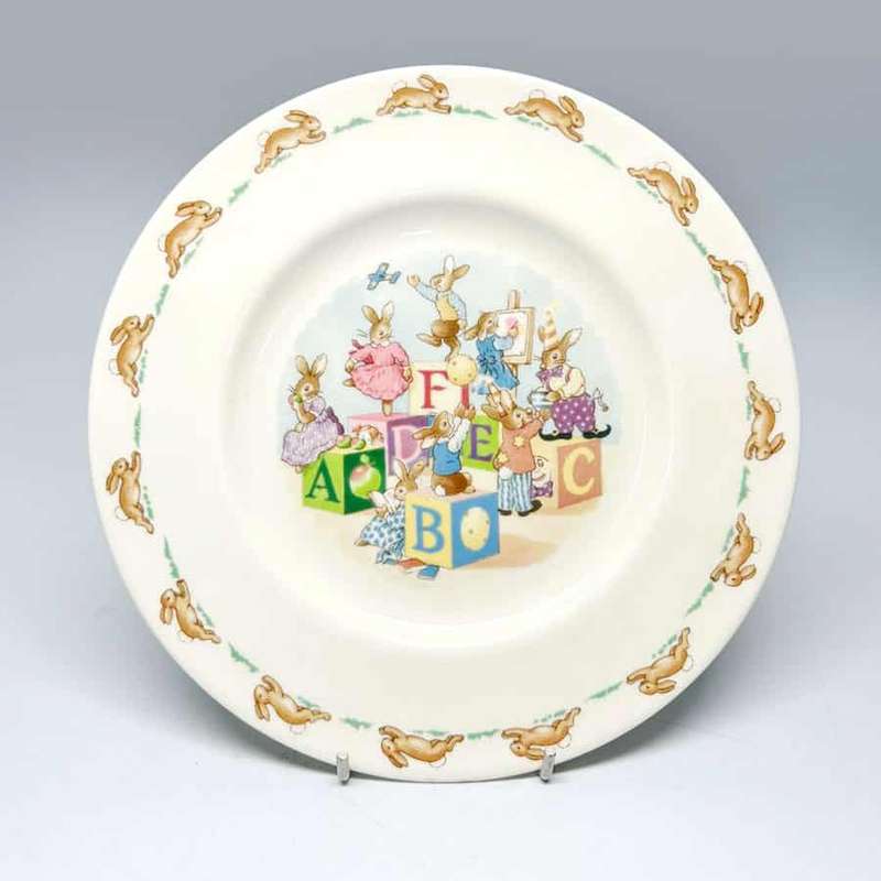 Royal Doulton Bunnykins Alphabet Blocks Christening Plate