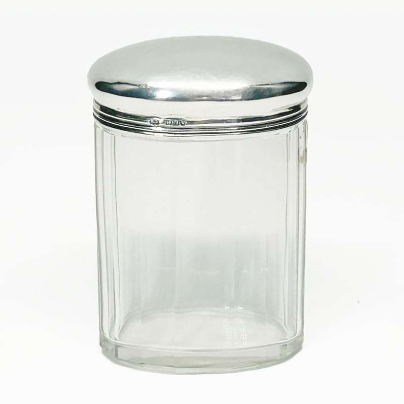 Silver Topped  Glass Vanity Bottle London 1907