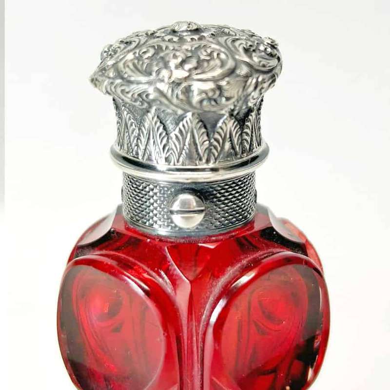 Victorian Ruby Glass Silver Mounted Perfume Bottle