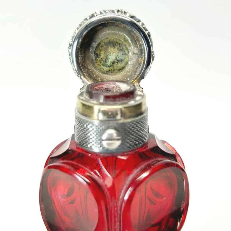Victorian Ruby Glass Silver Mounted Perfume Bottle