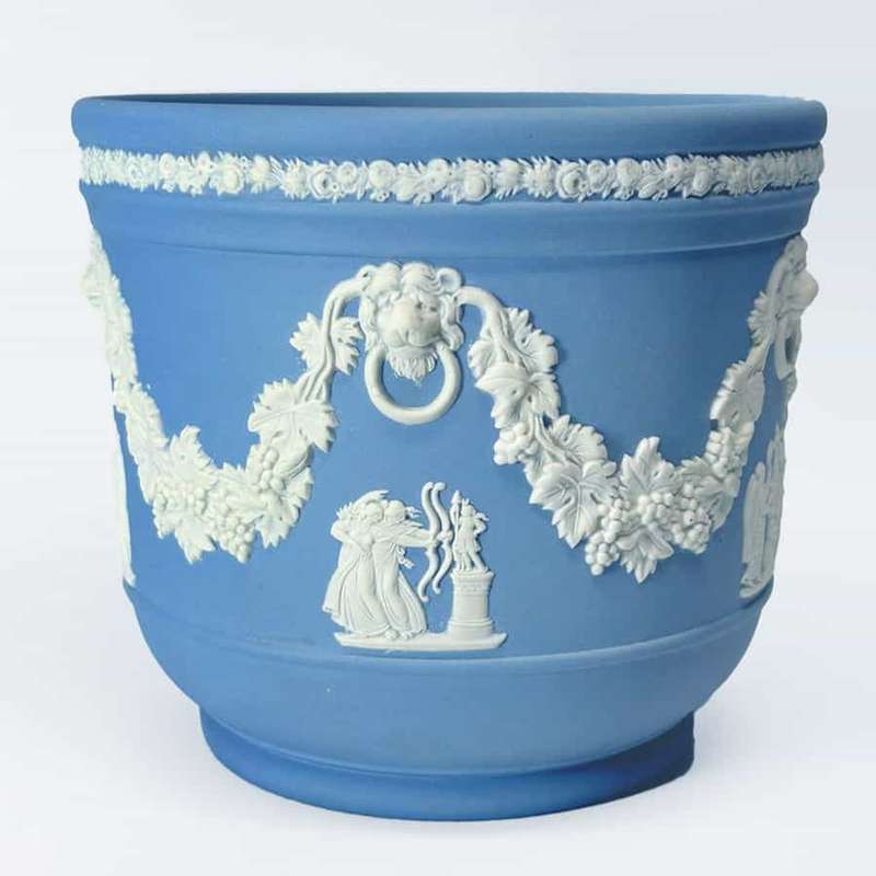 Wedgwood Blue Jasperware Grape Vine Maiden Jardinière