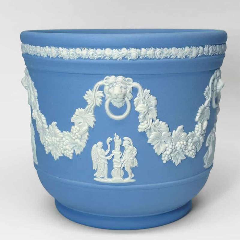 Wedgwood Blue Jasperware Grape Vine Maiden Jardinière