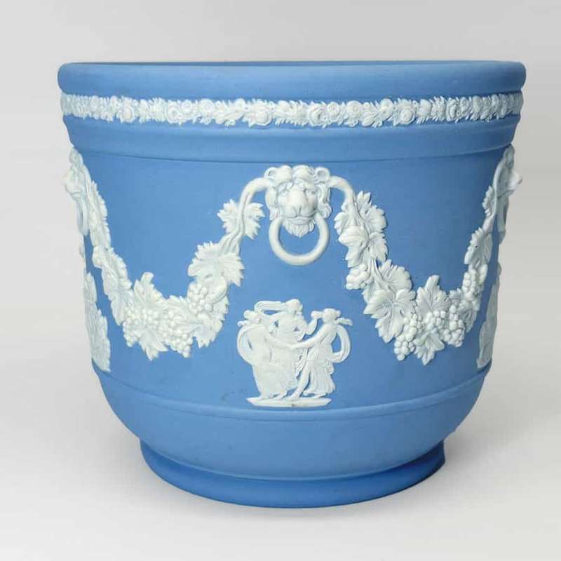 Wedgwood Blue Jasperware Grape Vine Maiden Jardinière