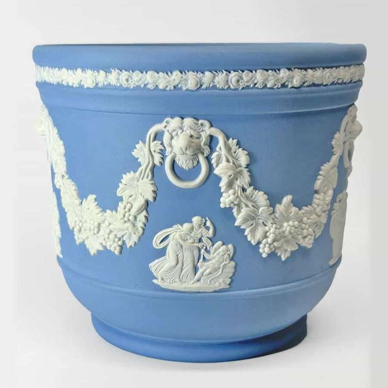 Wedgwood Blue Jasperware Grape Vine Maiden Jardinière