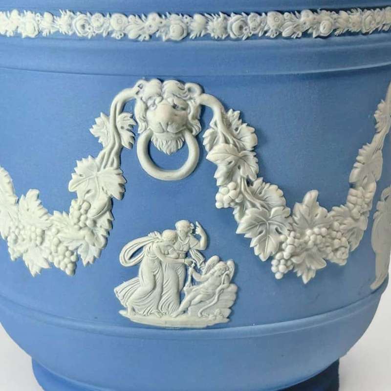 Wedgwood Blue Jasperware Grape Vine Maiden Jardinière
