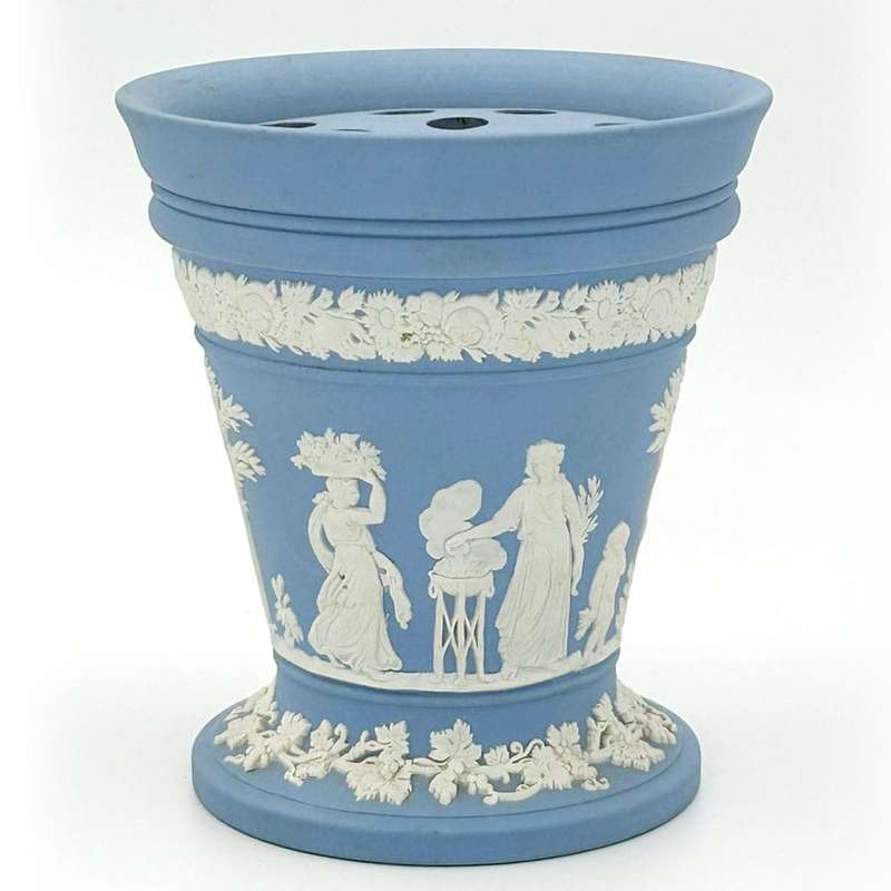 Wedgwood Light Blue Jasperware Vase With Frog