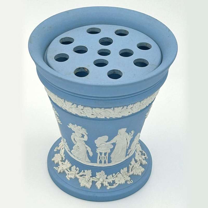 Wedgwood Light Blue Jasperware Vase With Frog