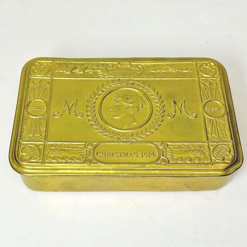 WWI Princess Mary Christmas Brass Tobacco Box Gift Fund 1914