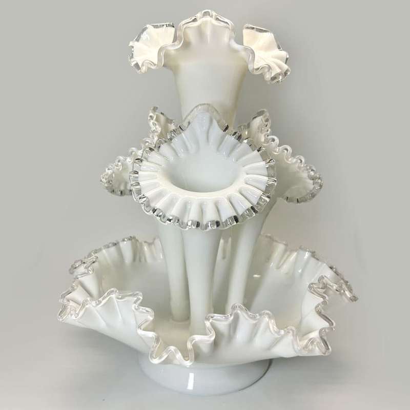 Fenton Milk Glass Epergne Centrepiece C1950