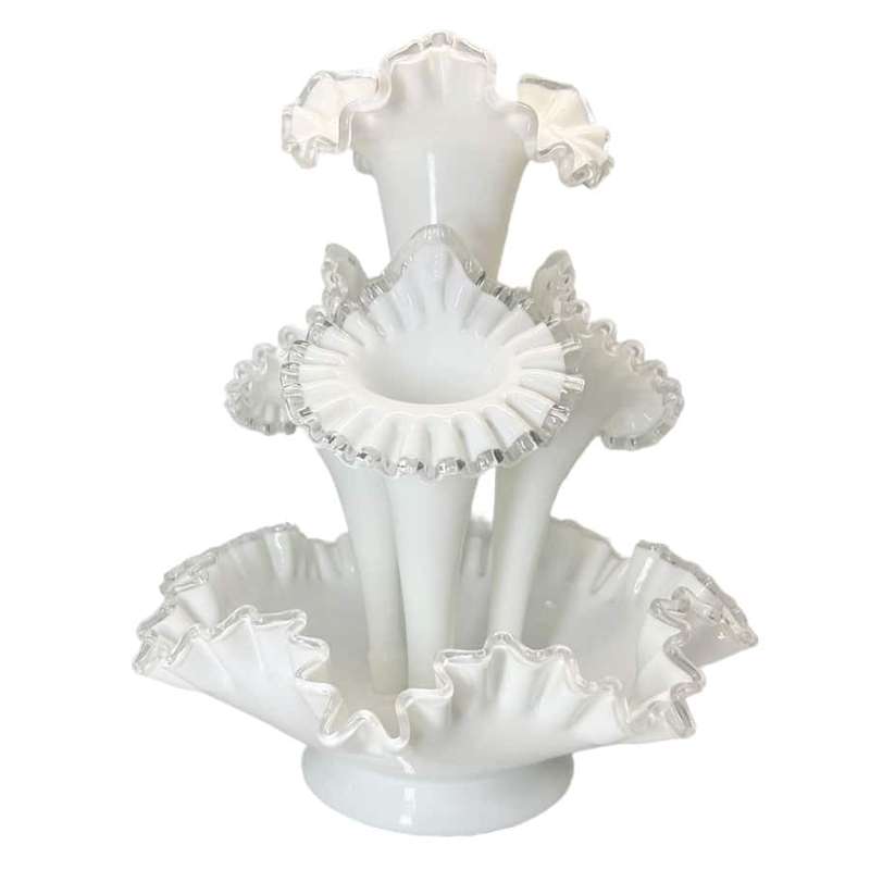 Fenton Milk Glass Epergne Centrepiece C1950