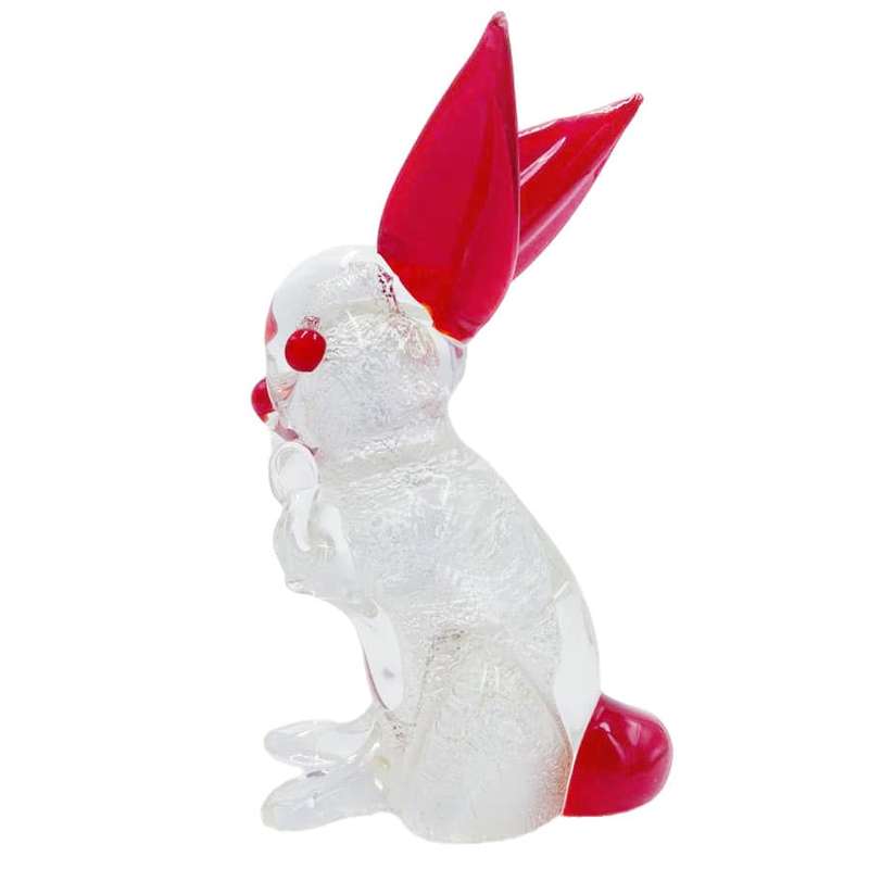Murano Glass Rabbit Silvered With Red Detail C1960
